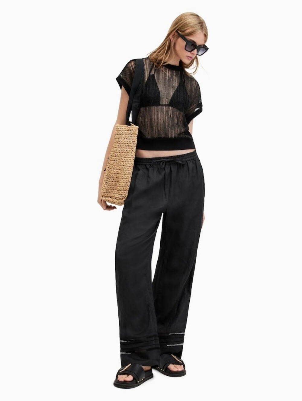 AllSaints Black Straight Leg Pants